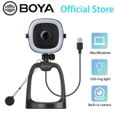 Boya BY-CM6A All-In-1 USB Mic with LED Ring Light, Full 1080P Camera