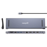 Manhattan MH 12 in 1 Triple HDMI Docking Station, Silver