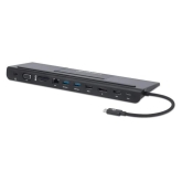 Manhattan MH USB-C Triple monitor docking station, darkn gray