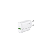 MediaRange 25W GaN Fast Charging Adapter(EU-Plug), 1x USB-C and 1x USB-A, USB-C®Power Delivery and Quick Charge™ enabled, White
