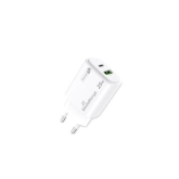 MediaRange 25W GaN Fast Charging Adapter(EU-Plug), 1x USB-C and 1x USB-A, USB-C®Power Delivery and Quick Charge™ enabled, White