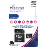 MediaRange Micro SDHC  8GB Class 10 with SD adapter,