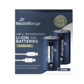 MediaRange Rechargeable USB-C Li-Ion Batteries, Mono D I 1.5V I 8.100mWh I 5.400mAh, 2-Pack