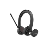 MediaRange Wireless ENC Stereo Headset with rotatable microphone arm, Function Buttons, Rechargeable 400mAh Battery, 2-Device Pairing (BT Ver. 5.2), Black