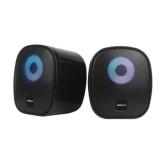 OMEGA SPEAKERS STEREO 2.0 6W RMS RGB USB 3.5 mm Audio Black Round