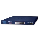 Planet 16-Port 10/100/1000T 802.3at PoE + 2-Port 1000X SFP Gigabit Switch with LCD PoE Monitor (300W
