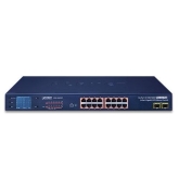 Planet 16-Port 10/100/1000T 802.3at PoE + 2-Port 1000X SFP Gigabit Switch with LCD PoE Monitor (300W