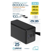 PLATINET POWER BANK 80.000 mAh 20W PD QUICK CHARGE BLACK