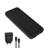 PLATINET POWER BANK SET 10000 MAH + 20W PD CHARGER + 1M CABLE BLACK [45993]