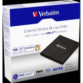 Verbatim External Slimline Blu-ray Writer USB 3.1 GEN 1 with USB-C Connection