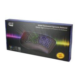 Adesso Tru-Form 150 Ergonomic Keyboard with 3-Color Illuminated designed and ergonomic split, USB