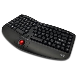Adesso Tru-Form Media Wireless Ergo Trackball Keyboard, Compact and Portable, Optical Sensor, Scroll Wheel, USB Nano Receiver