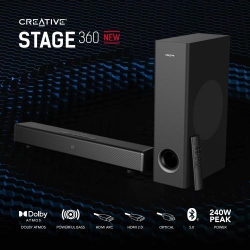 CREATIVE STAGE 360, Bluetooth 2.1 soundbar + subwoofer, Dolby Atmos