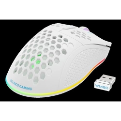 DELTACO WHITE LINE WM80 Wireless Lightweight Gaming Mouse, RGB, White