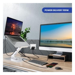 EWENT Aluminum Laptop Stand 360° Rotation Adjustable Height & Tilt 7-in-1 Docking