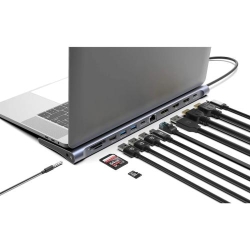 Manhattan MH 12 in 1 Triple HDMI Docking Station, Silver