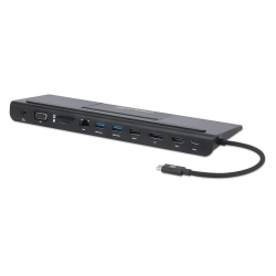 Manhattan MH USB-C Triple monitor docking station, darkn gray