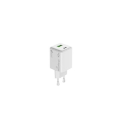 MediaRange 45W GaN Fast Charging Adapter(EU-Plug), 1x USB-C and 1x USB-A, USB-C®Power Delivery and Quick Charge™ enabled, White