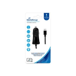 MediaRange Car charger with microUSB cable, 2.4A output 1m black