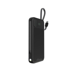 MediaRange Powerbank 10.000mAh with integrated charging cables and LC-Display, USB-C Power Delivery and Quick Charge enabled