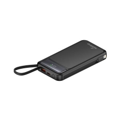 MediaRange Powerbank 10.000mAh with integrated charging cables and LC-Display, USB-C Power Delivery and Quick Charge enabled