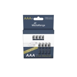 MediaRange Rechargeable USB-C Li-Ion Batteries,Micro AAA I 1.5V I 500mAh, 4-Pack