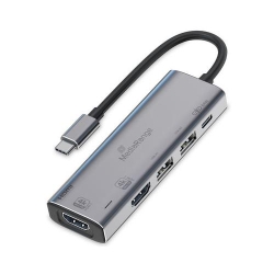 MediaRange USB Type-C® 5-in-1 Multiport Adapter,Silver