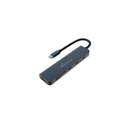 MediaRange USB Type-C® 6-in-1 multiport adapter,silver