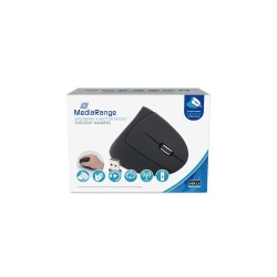 MediaRange Wireless 6-button ergonomic mouse with optical sensor for right-handers, black