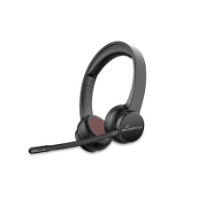 MediaRange Wireless ENC Stereo Headset with rotatable microphone arm, Function Buttons, Rechargeable 400mAh Battery, 2-Device Pairing (BT Ver. 5.2), Black