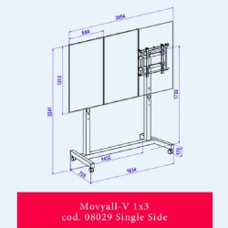OMB MOVYALL - stand mobil pentru VIDEOWALL, 1x3 single, portrait