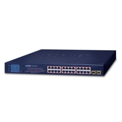 Planet 24-Port 10/100/1000T 802.3at PoE + 2-Port 1000X SFP Gigabit Switch with LCD PoE Monitor (300W