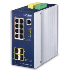 Planet IP30 Industrial L2+/L4 8-Port 1000T 802.3at PoE+ 4-port 100/1000X SFP Full Managed Switch (-4