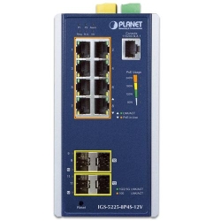 Planet IP30 Industrial L2+/L4 8-Port 1000T 802.3at PoE+ 4-port 100/1000X SFP Full Managed Switch (-4