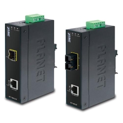 Planet IP30 Slim type Industrial Fast Ethernet Media Converter SC SM-15KM (-40 to 75 degree C)