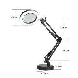 PLATINET DESK DRAWING LAMP MAGNIFY 10W 1 HEAD 48 LED 3xMAGNIFYING LENS BASE WITH CHARGER BLACK