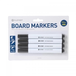 Platinet Dry Erase Board Markers Black Blister*4