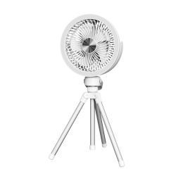 PLATINET Rechargeable Desk Fan, 2×1200 mAh Battery, LED Light, Tripod Stand