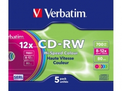 Verbatim  CD-RW 8-12x SLIM COLOR 5 PACK