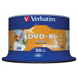 Verbatim DVD-R 16X 4.7GB SPINDLE 50 NON-ID PRINTABLE - white surface