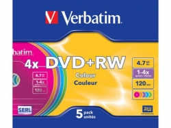Verbatim  DVD+RW 4X COLOR SLIM CASE 5PK