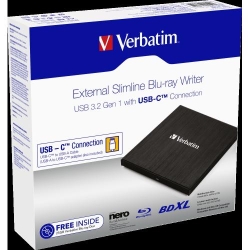 Verbatim External Slimline Blu-ray Writer USB 3.1 GEN 1 with USB-C Connection
