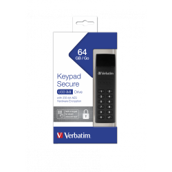 VERBATIM KEYPAD SECURE USB 3.0 DRIVE 64GB