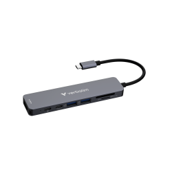 VERBATIM USB-C Essentials Multiport  1 x HDMI 2 x USB-A 1 x USB-C PD, up to 100W, 1 x USB-C 1 x MicroSD, 1x SD