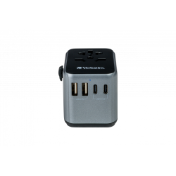 Verbatim UTA-03 Universal Travel Adapter with 1 x USB-C PD 30W & QC 3.0 / 2 x USB-C / 2 x USB-A
