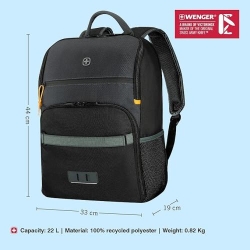 Wenger, Next 23, Move, 16" Laptop Backpack with Tablet Pocket, Gravity Black