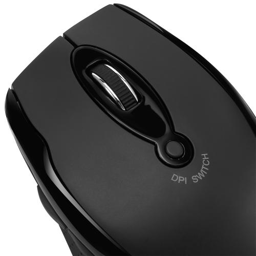 Adesso Wireless Ergonomic Optical Mouse, any surface sensor, 1600 DPI, Mini USB Receiver 