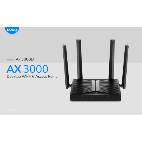 Cudy AX3000 Dual Band Desktop Wi-Fi 6 Access Point, Gigabit LAN/WLAN PoE