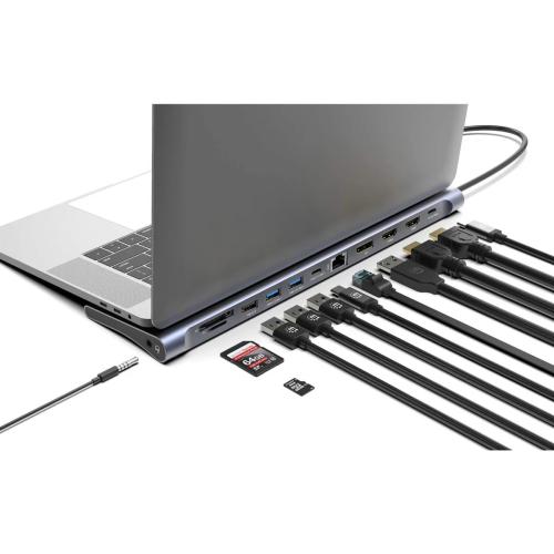 Manhattan MH 12 in 1 Triple HDMI Docking Station, Silver