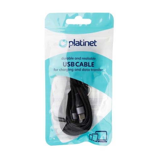 PLATINET CABLE BRAIDED USB-C TO USB-C 2.1A 42W 2M BLACK [45891]